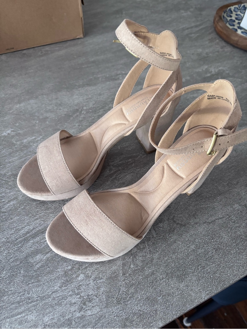 CL by Chinese Laundry Blush Beige Ankle-Strap Block Heel Sandals